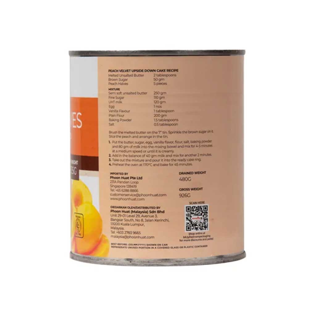 Redman Peach Halves in Sugar Syrup 825g x 24 tins